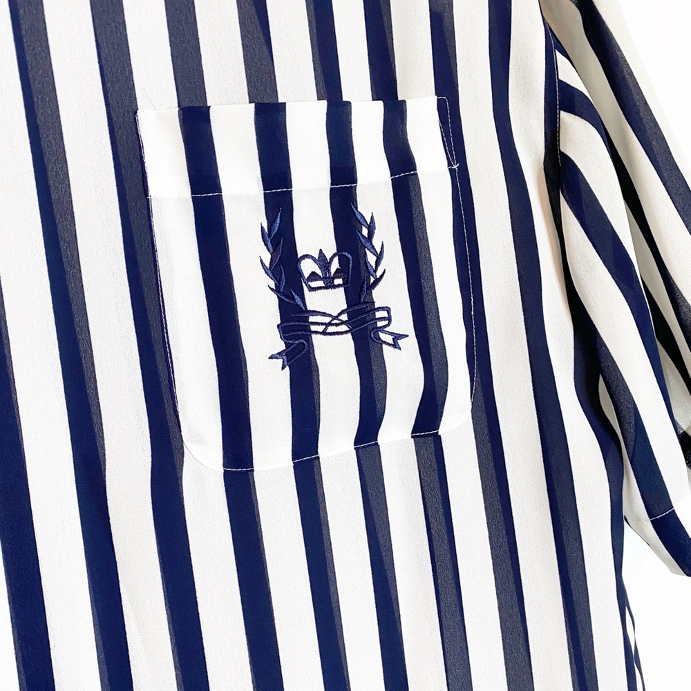 SALE 5/$25 Vintage ToTo n Ko Sheer Striped Nautical Blouse Large - Picture 2 of 5